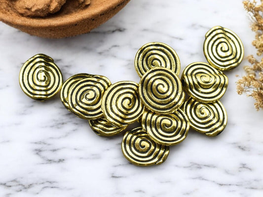 *50* 11mm Antique Gold Circle Of Life Beads