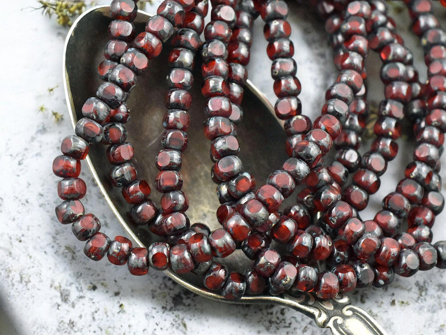 *50* 4x3mm Ruby Red Picasso Trica Beads