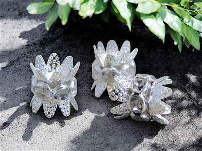 *10* 10x8mm Silver Crystal Rhinestone Double Sided Bead Caps