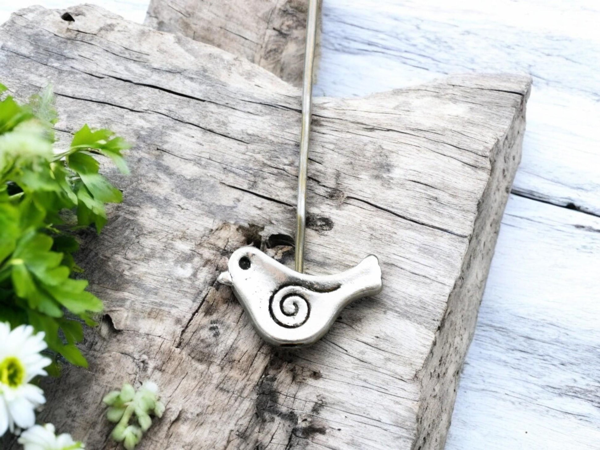 *50* 9x15mm Antique Silver Bird Beads