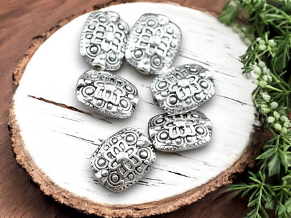 *25* 11x13mm Antique Silver Floral Rectangle Beads