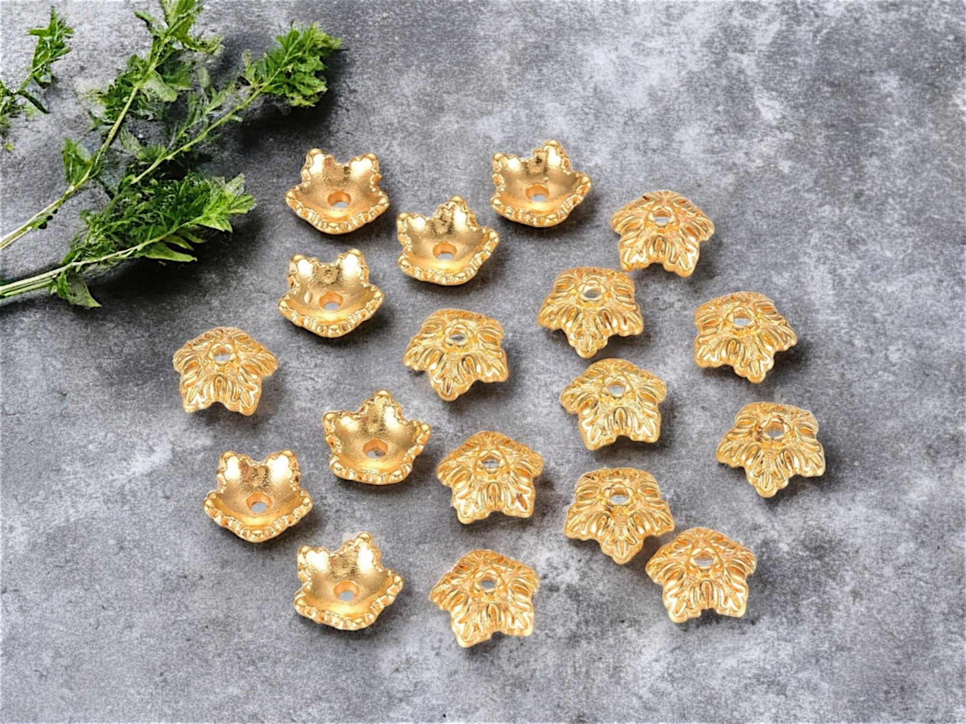 Gold Bead Caps - Metal Beads - Metal Bead Caps - 10mm Bead Caps - Gold Spacer Beads - Gold Bead Findings - 50pcs - (2962)