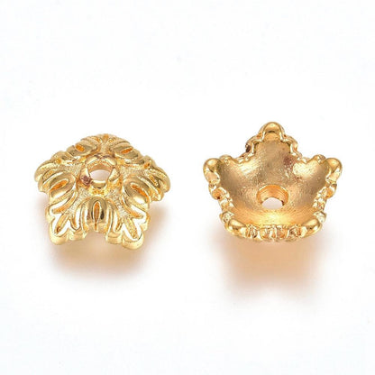 Gold Bead Caps - Metal Beads - Metal Bead Caps - 10mm Bead Caps - Gold Spacer Beads - Gold Bead Findings - 50pcs - (2962)