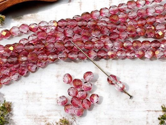 Czech Glass Beads - Fire Polished Beads - 6mm Beads - Round Beads - 25pcs - (1117)