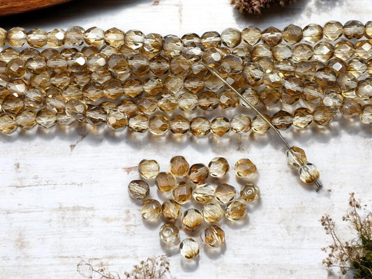 Czech Glass Beads - Fire Polished Beads - 6mm Beads - Round Beads - 25pcs - (1889)