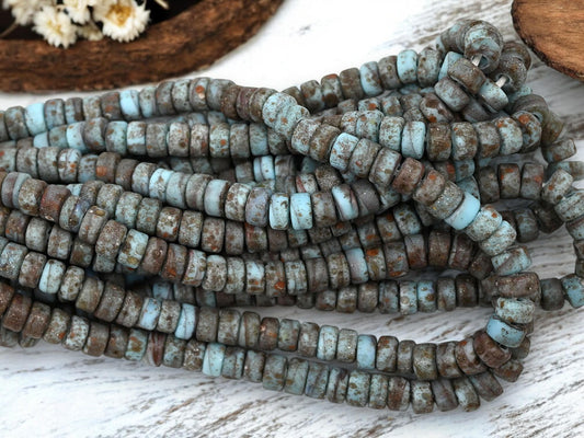 Recycled Glass Beads - Eco-Friendly Beads - Heishi Beads - Indonesian Beads - 7x4mm - 20" Strand - (A272)