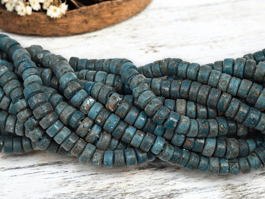 Heishi Beads - Indonesian Beads - Recycled Glass Beads - Eco-Friendly Beads - 7x4mm - 20" Strand - (139)
