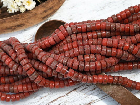 Heishi Beads - Indonesian Glass Beads - Recycled Glass Beads - Eco-Friendly Beads - 7x4mm - 20" Strand - (804)