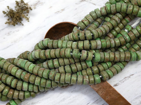 Heishi Beads - Indonesian Glass Beads - Recycled Glass Beads - Eco-Friendly Beads - 7x4mm - 20" Strand - (6141)