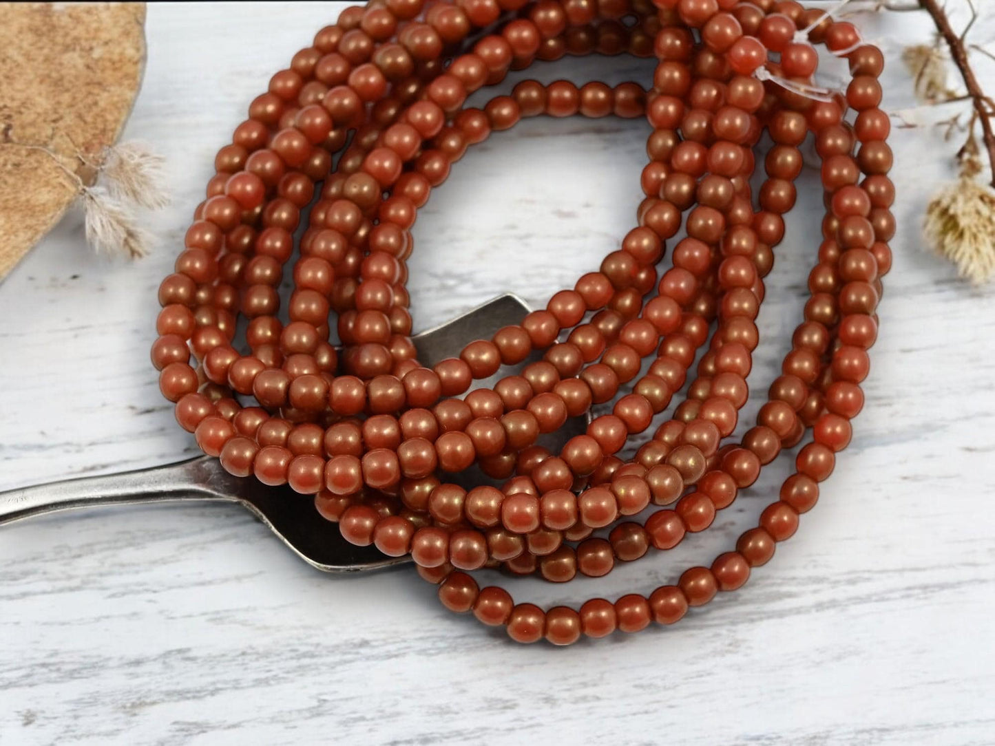 4mm Beads - Czech Glass Beads - Round Beads - Druk Beads - Picasso Beads - 50pcs - (3195)