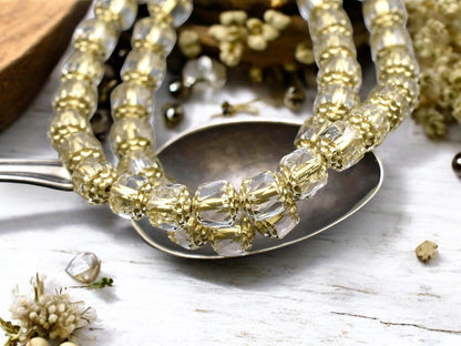 8mm Gold Washed Clear Fire Polished Cathedral Beads (16" Strand)