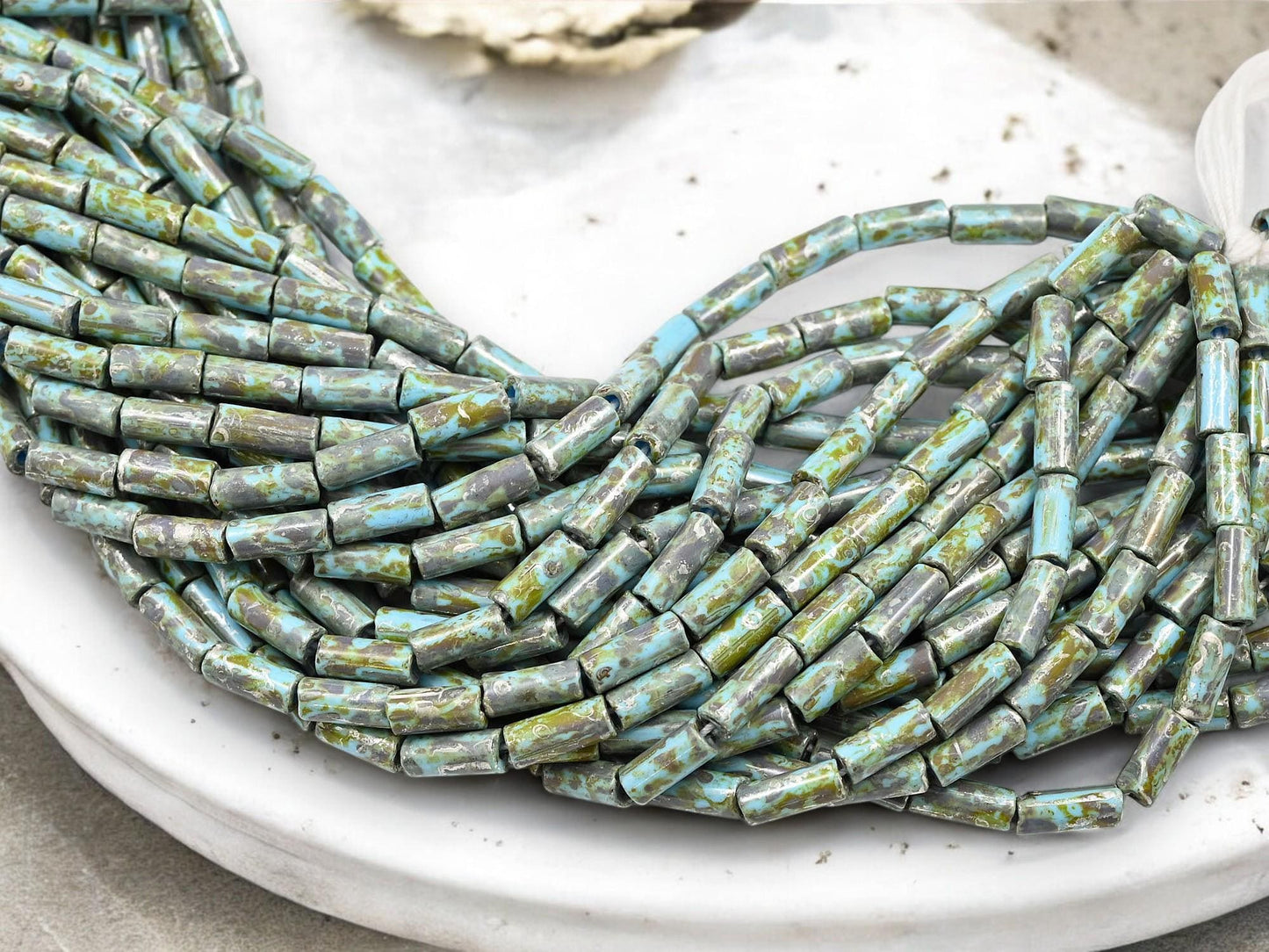 Bugle Beads - Picasso Beads - Czech Glass Beads - Seed Beads - 9x4mm - 20" Strand - (B560)