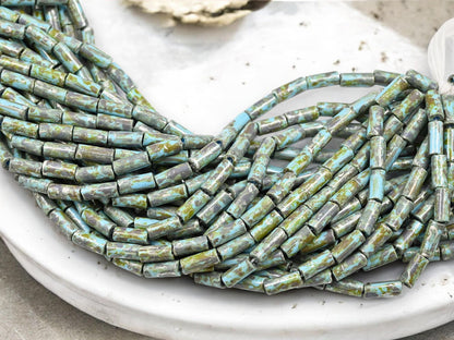Bugle Beads - Picasso Beads - Czech Glass Beads - Seed Beads - 9x4mm - 20" Strand - (B560)