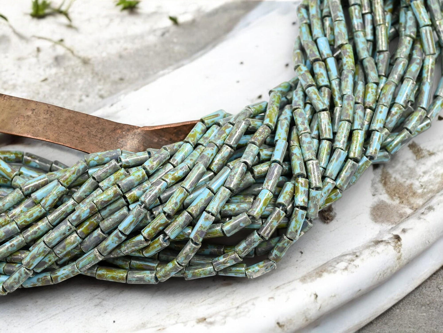 Bugle Beads - Picasso Beads - Czech Glass Beads - Seed Beads - 9x4mm - 20" Strand - (B560)