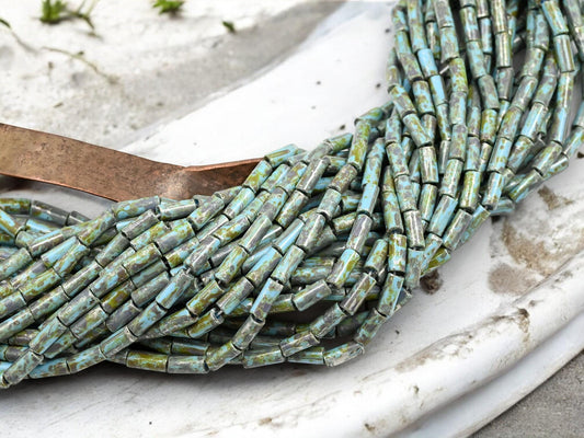 Bugle Beads - Picasso Beads - Czech Glass Beads - Seed Beads - 9x4mm - 20" Strand - (B560)