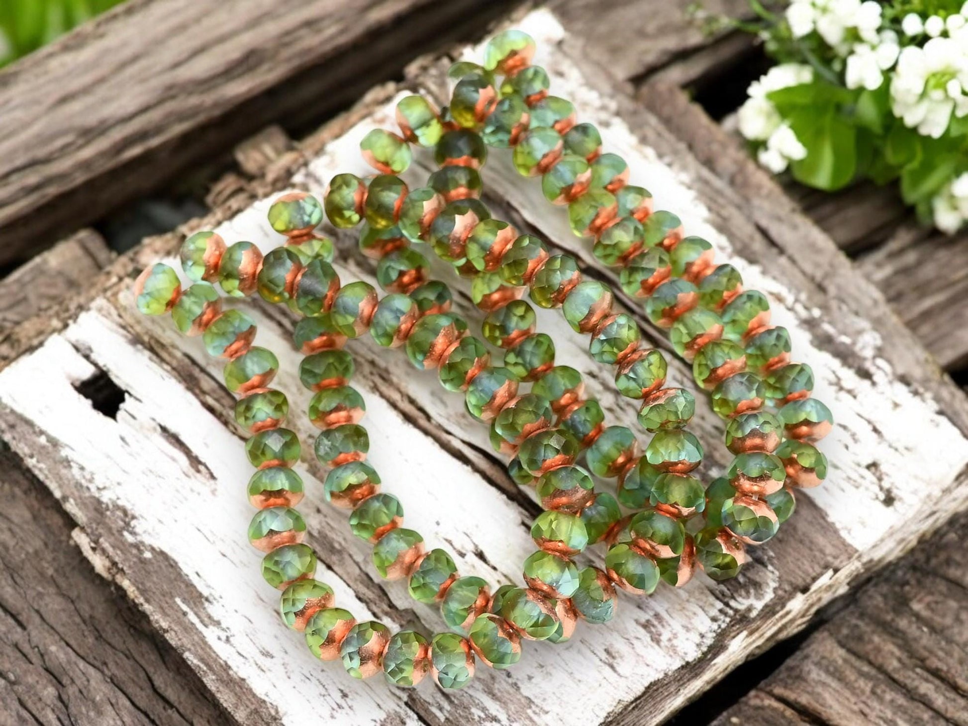 Czech Glass Beads - Picasso Beads - Rondelle Beads - Fire Polished Beads - 30pcs - 3x5mm - (1209)