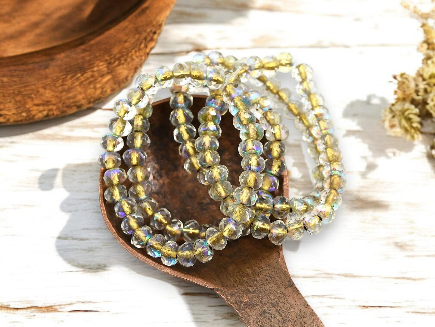 Czech Glass Beads - Rondelle Beads - Crystal AB - Fire Polished Beads - 30pcs - 3x5mm - (994)