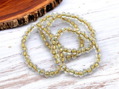 Czech Glass Beads - Rondelle Beads - Crystal AB - Fire Polished Beads - 30pcs - 3x5mm - (994)