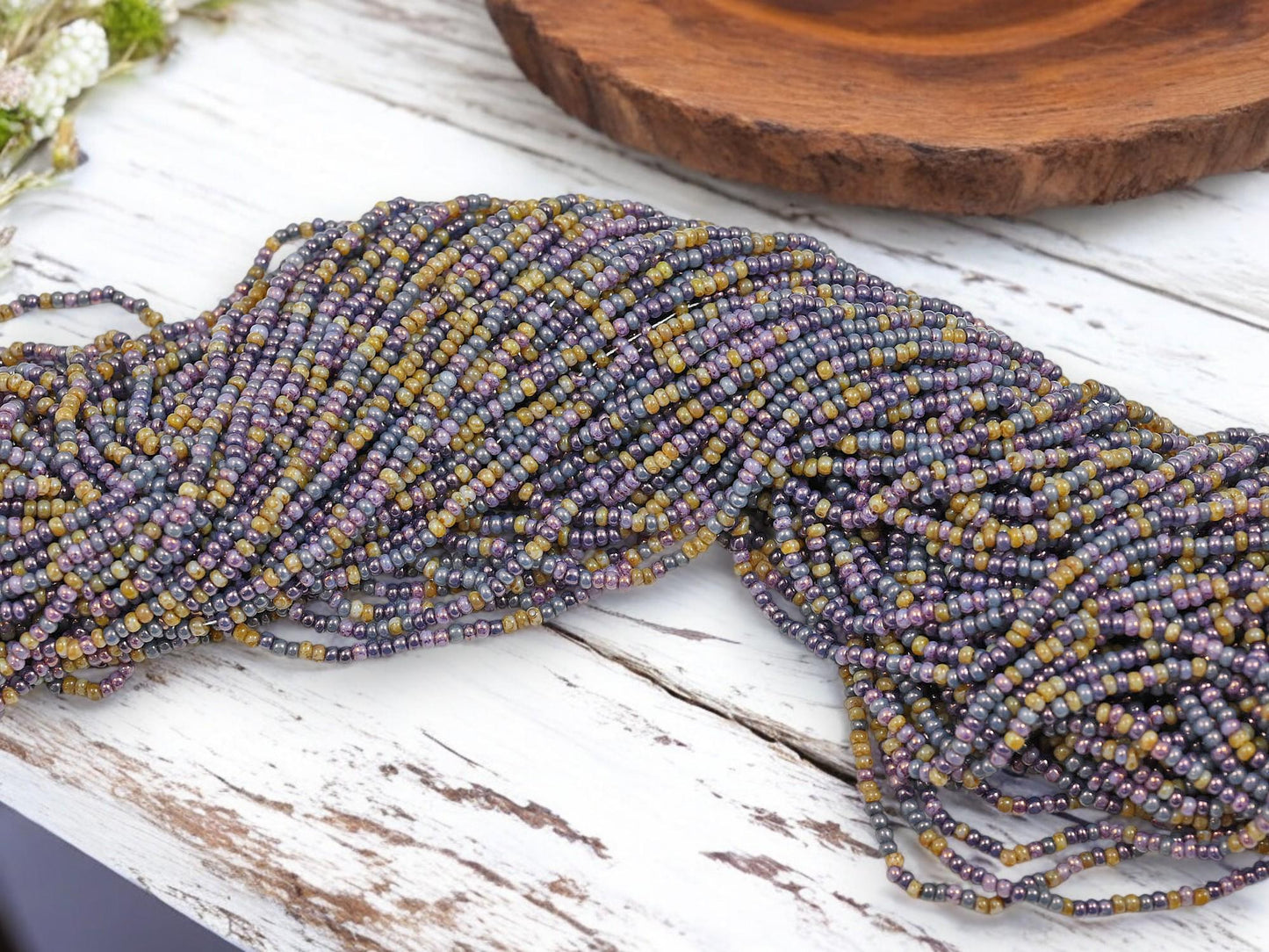 Picasso Seed Beads - Aged Picasso Beads - Czech Glass Beads - Size 10 Seed Beads - 10/0 - 21" Strand - (4632)