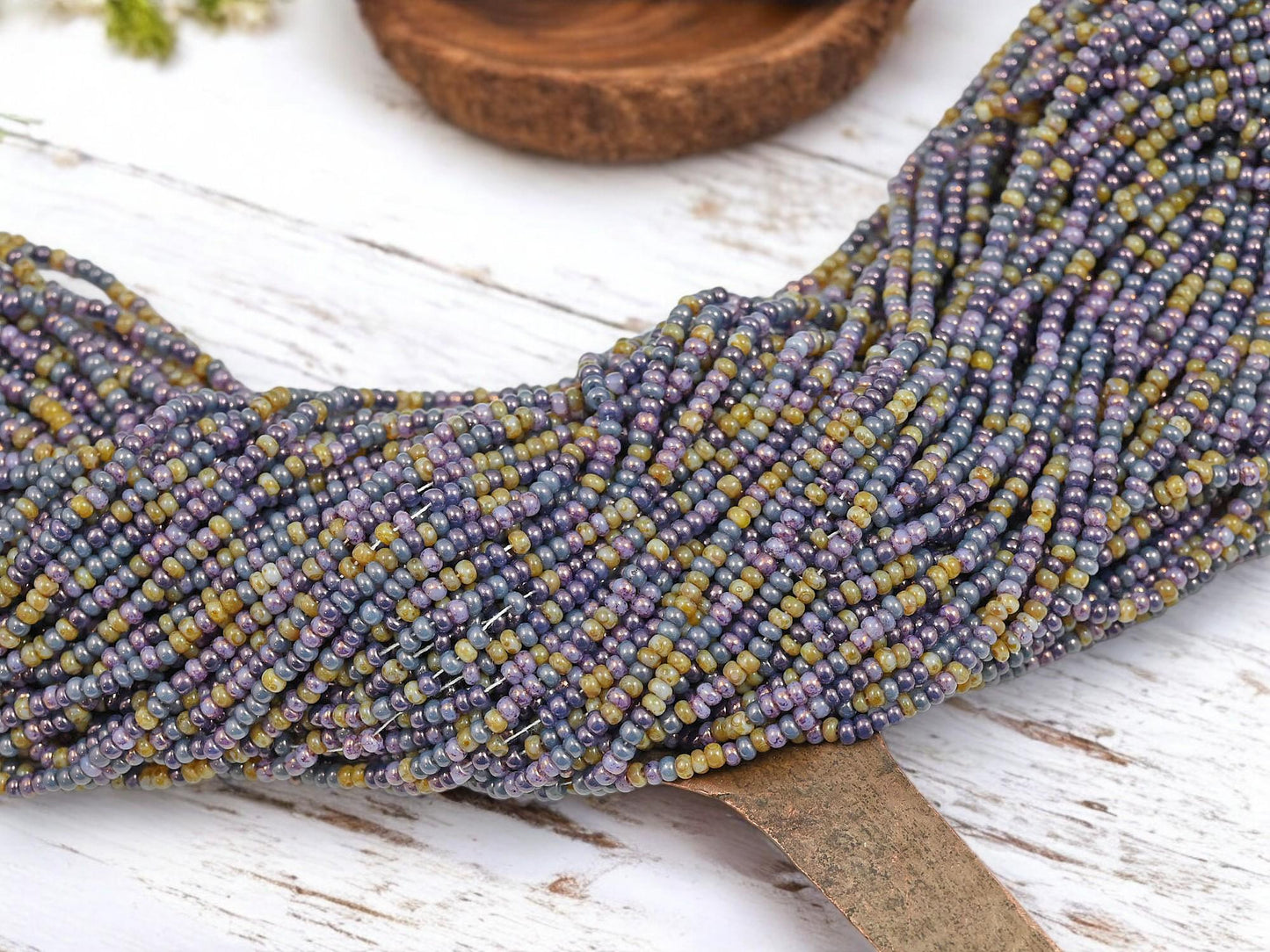 Picasso Seed Beads - Aged Picasso Beads - Czech Glass Beads - Size 10 Seed Beads - 10/0 - 21" Strand - (4632)