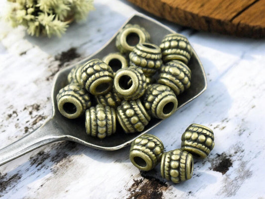 *50* 8x6mm Antique Bronze Large Hole Drum Beads