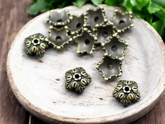 *50* 10mm Antique Bronze Bead Caps