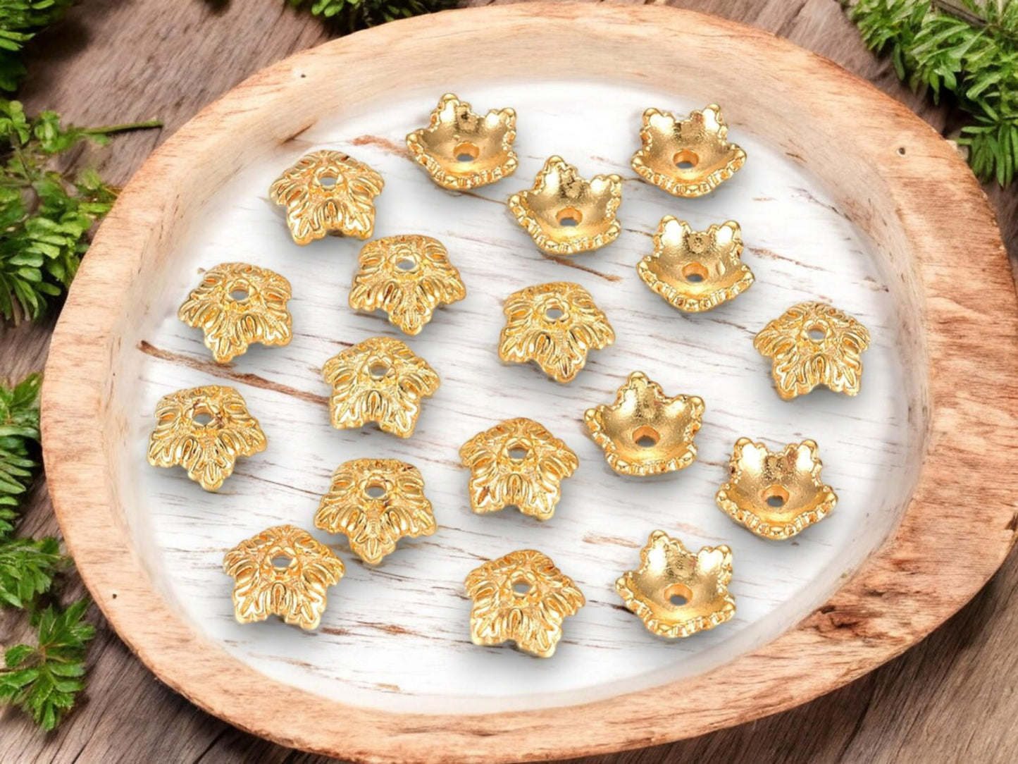 Gold Bead Caps - Metal Beads - Metal Bead Caps - 10mm Bead Caps - Gold Spacer Beads - Gold Bead Findings - 50pcs - (2962)