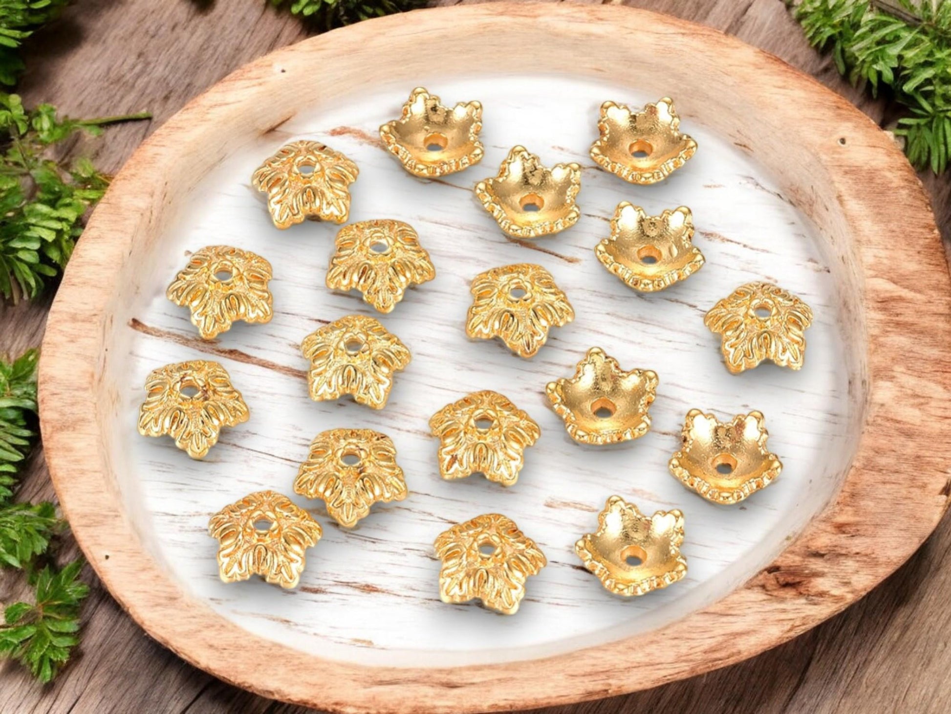 Gold Bead Caps - Metal Beads - Metal Bead Caps - 10mm Bead Caps - Gold Spacer Beads - Gold Bead Findings - 50pcs - (2962)