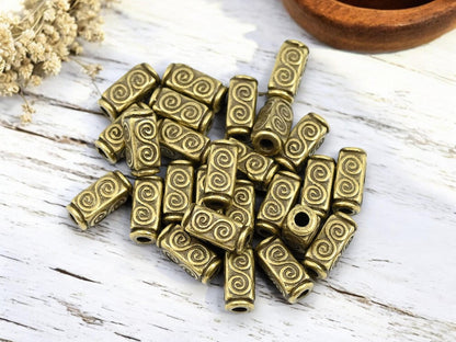 Metal Beads - Bronze Beads - Tube Beads - Spacer Beads - Metal Spacers - 11x5mm - 50pcs - (B109)