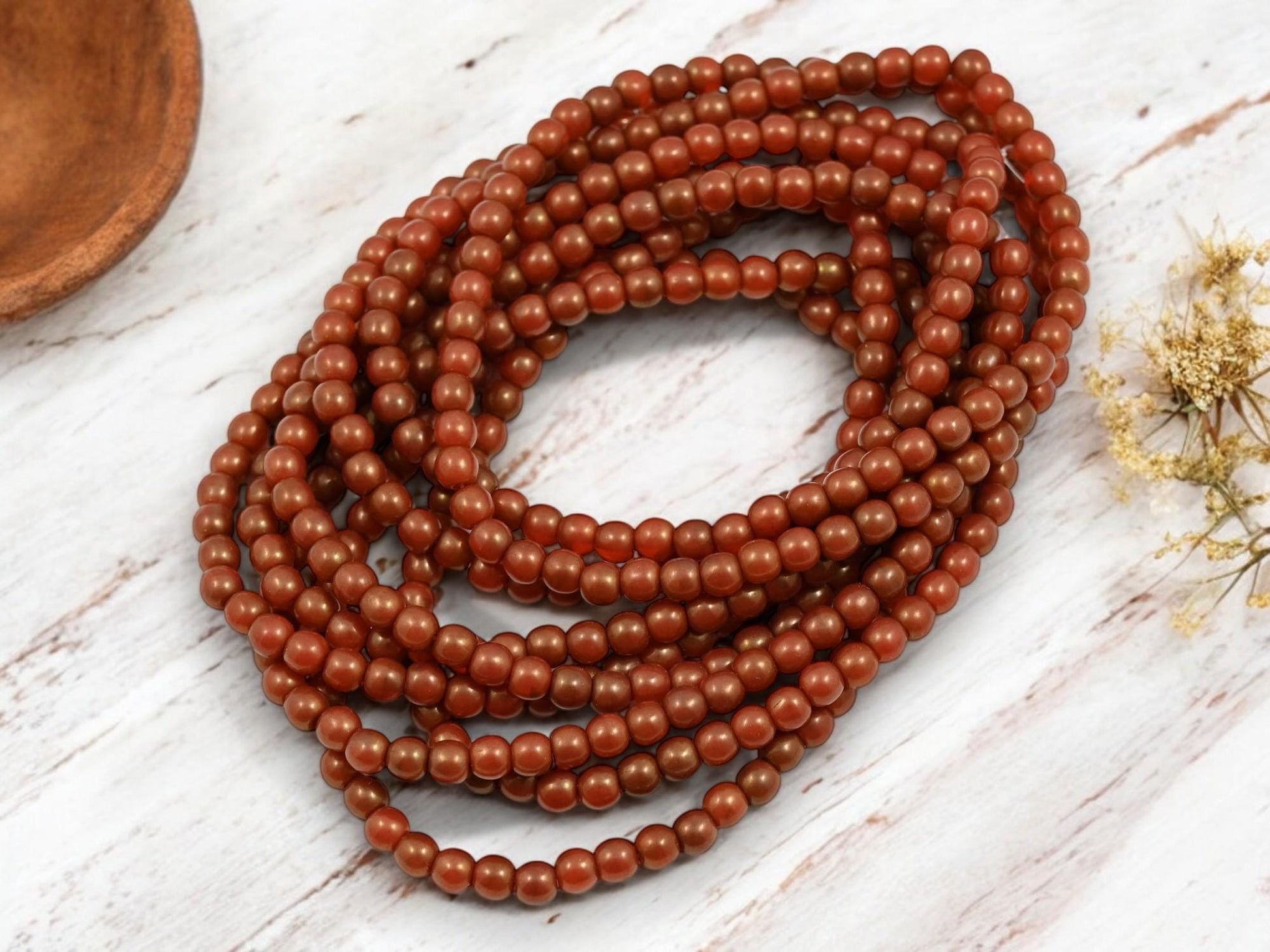 4mm Beads - Czech Glass Beads - Round Beads - Druk Beads - Picasso Beads - 50pcs - (3195)