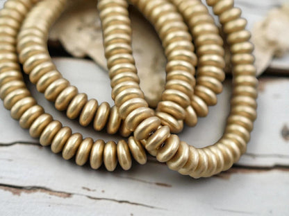 *50* 6x2mm Satin Gold Smooth Rondelle Beads