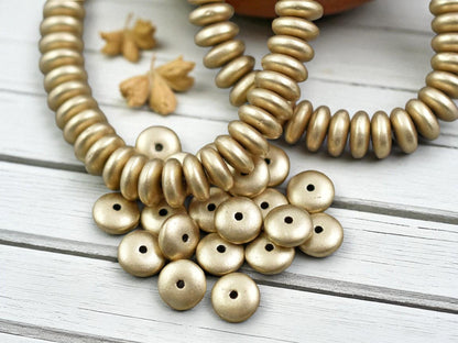 *50* 6x2mm Satin Gold Smooth Rondelle Beads