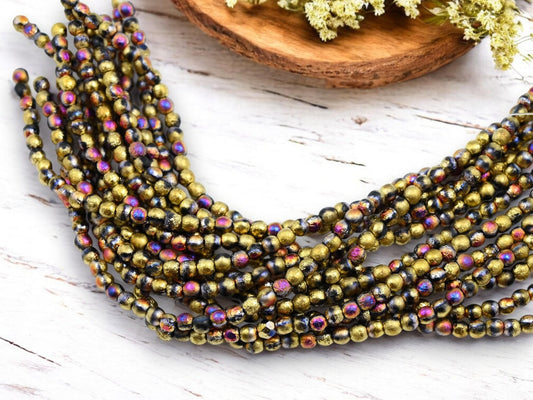 Czech Glass Beads - Round Beads - Etched Beads - Druk Beads - Silver Beads - 4mm - 50pcs - (2404)