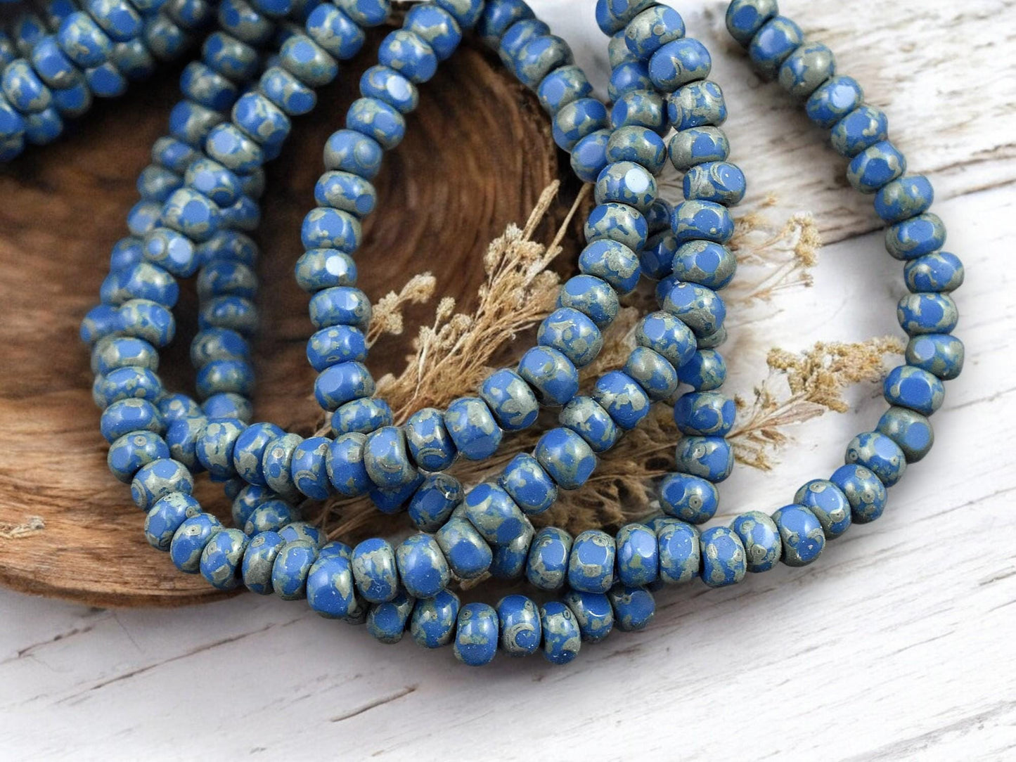 *50* 4x3mm Light Lapis Blue Picasso Trica Beads