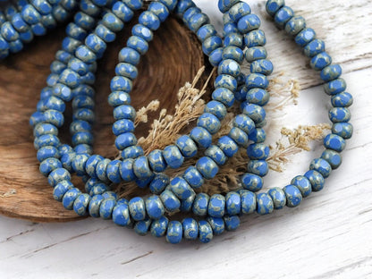 *50* 4x3mm Light Lapis Blue Picasso Trica Beads