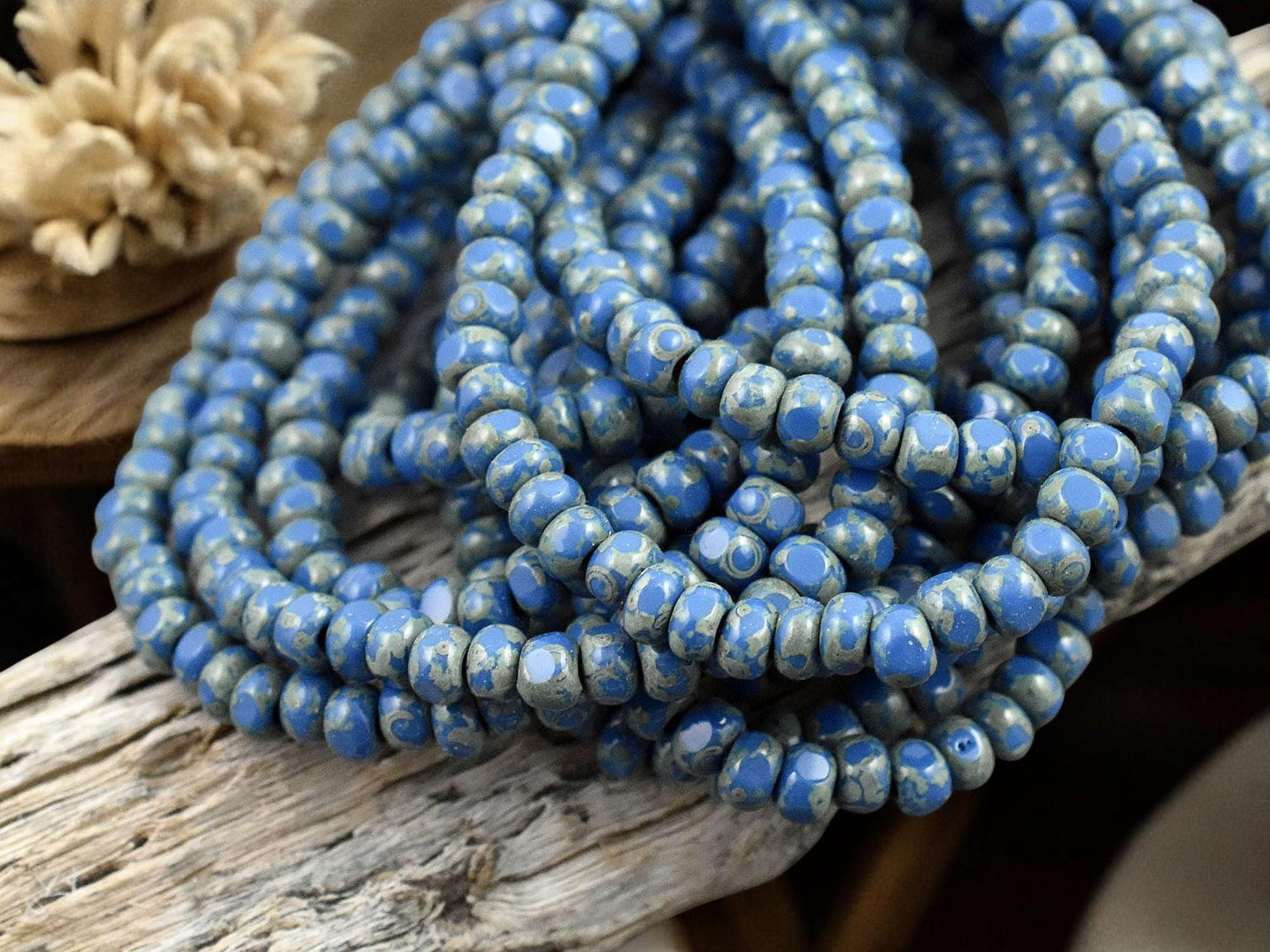 *50* 4x3mm Light Lapis Blue Picasso Trica Beads