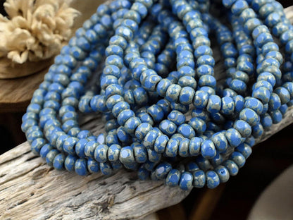 *50* 4x3mm Light Lapis Blue Picasso Trica Beads