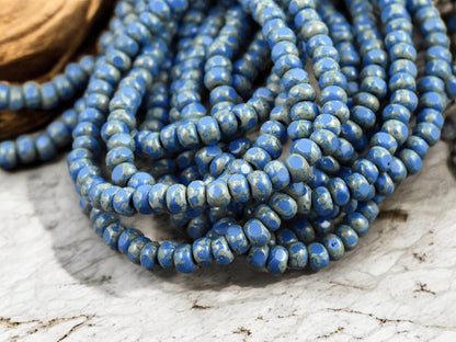 *50* 4x3mm Light Lapis Blue Picasso Trica Beads
