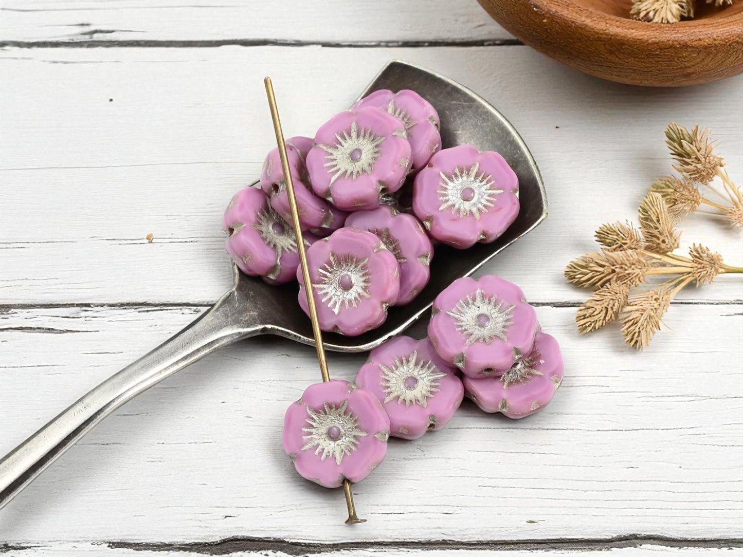 Picasso Beads - Czech Glass Beads - Hawaiian Flower Beads - Czech Glass Flowers - 12mm - 12pcs - (4368)