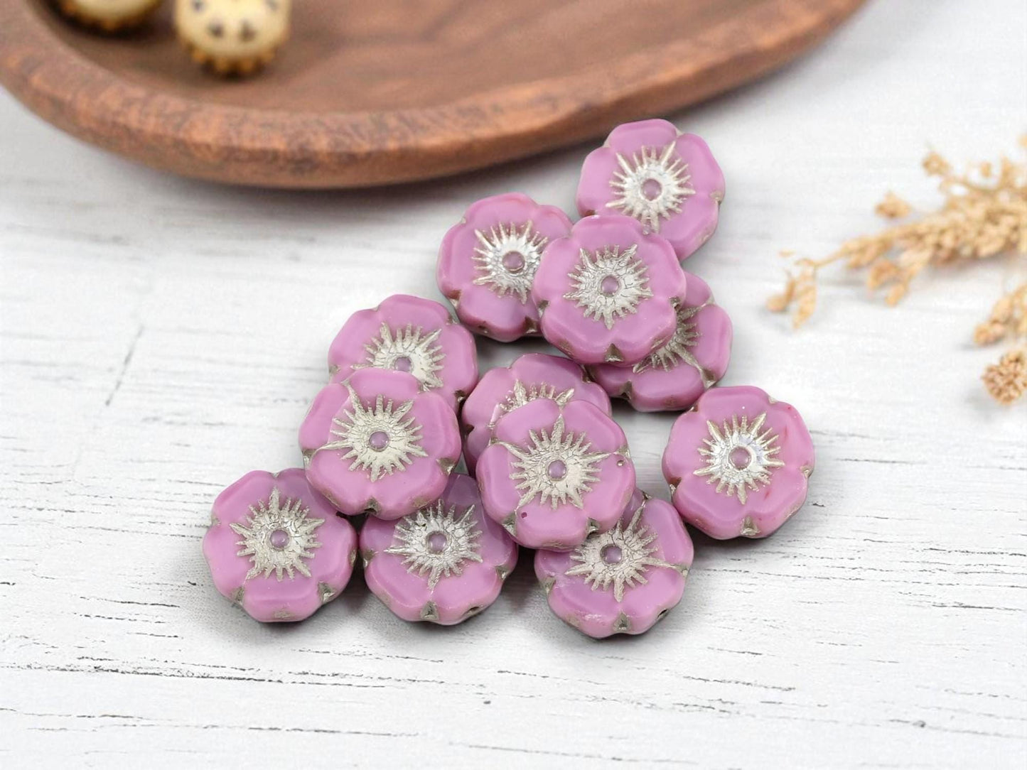Picasso Beads - Czech Glass Beads - Hawaiian Flower Beads - Czech Glass Flowers - 12mm - 12pcs - (4368)