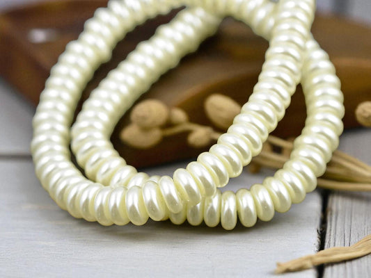 8x3mm Cream Celestial Pearl Rondelle Beads (16" Strand)