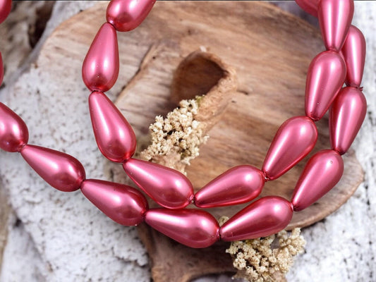 15x8mm Celestial Crystal Pink Pearl Teardrop Beads (16" Strand)
