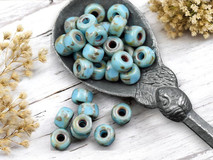 20g 3 Cut Blue Turquoise Travertine 2/0 Matubo Beads