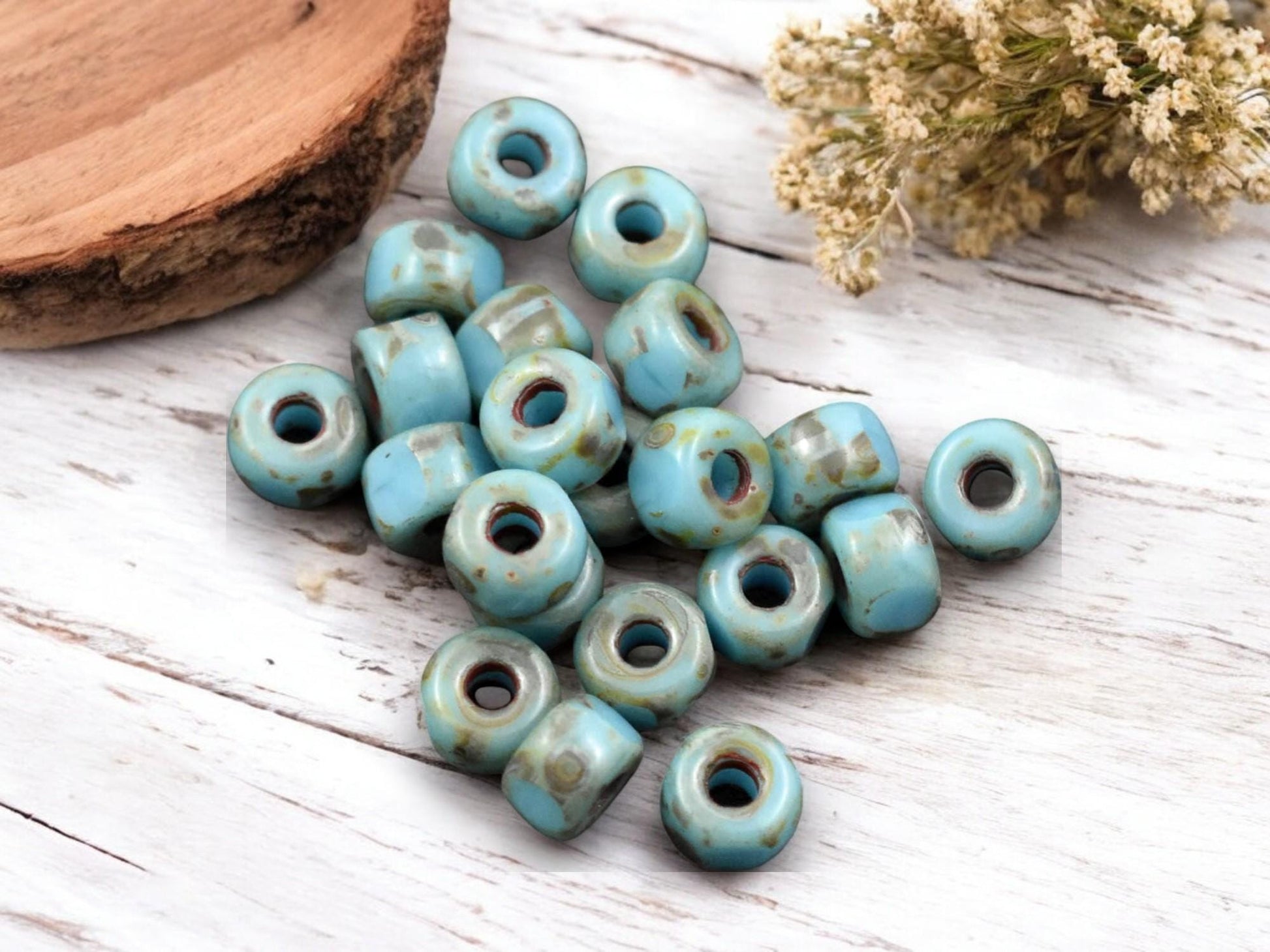 20g 3 Cut Blue Turquoise Travertine 2/0 Matubo Beads