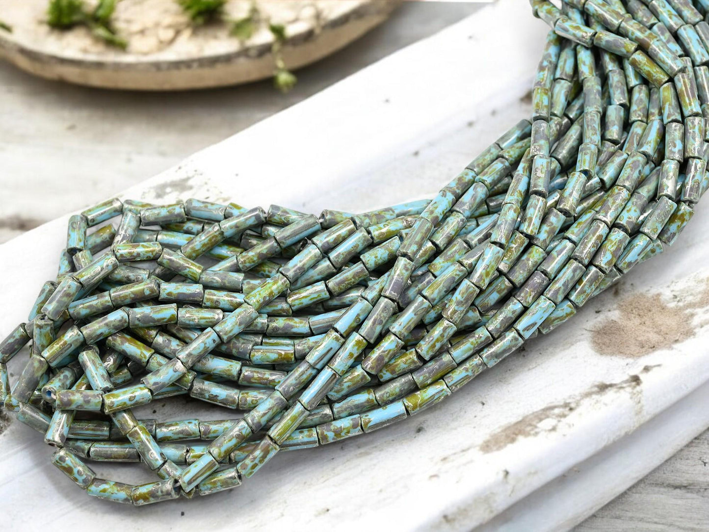 Bugle Beads - Picasso Beads - Czech Glass Beads - Seed Beads - 9x4mm - 20" Strand - (B560)