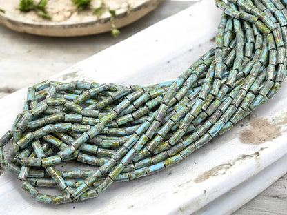 Bugle Beads - Picasso Beads - Czech Glass Beads - Seed Beads - 9x4mm - 20" Strand - (B560)