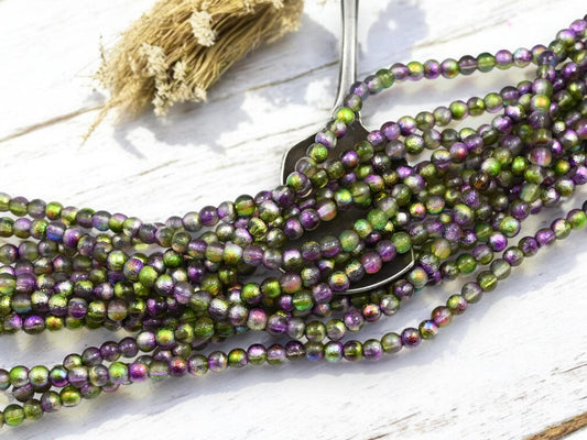 Czech Glass Beads - Round Beads - Druk Beads - 4mm Beads - Etched Beads - 50pcs - (2091)