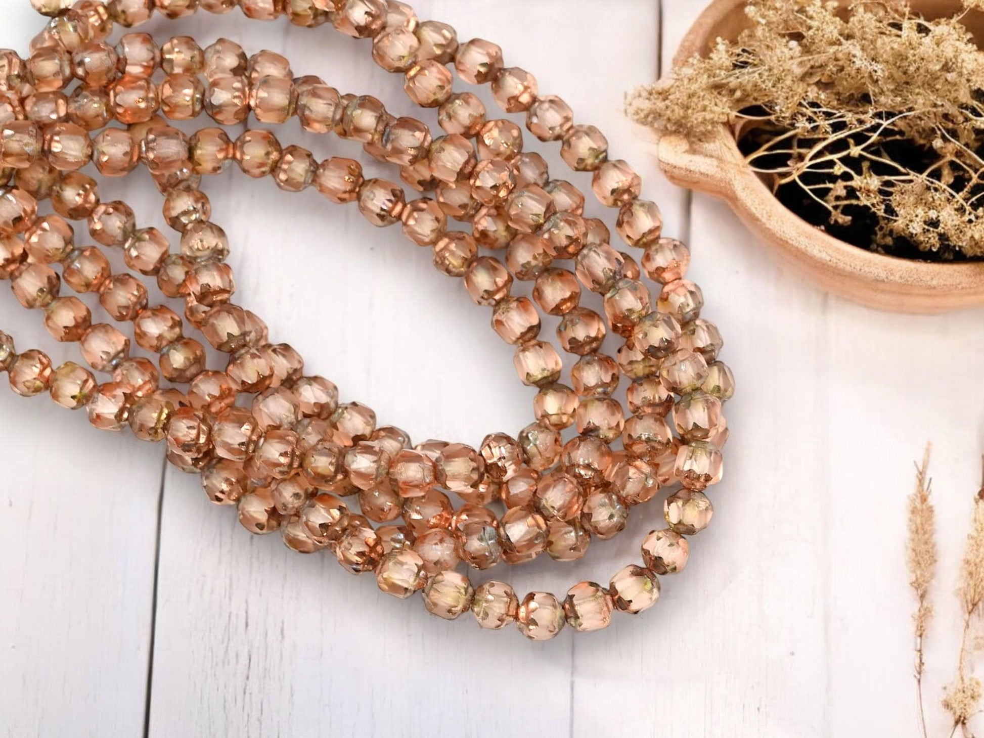 Cathedral Beads - Czech Glass Beads - Picasso Beads - Fire Polish Beads - 4mm - 50pcs - (5085)