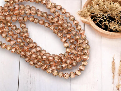 Cathedral Beads - Czech Glass Beads - Picasso Beads - Fire Polish Beads - 4mm - 50pcs - (5085)