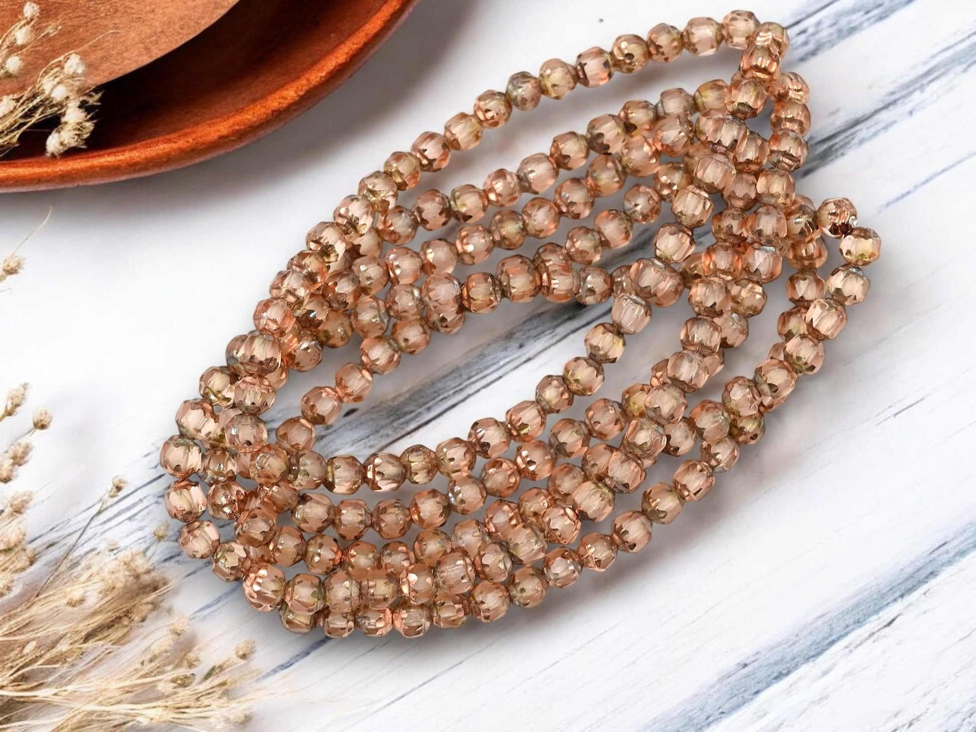 Cathedral Beads - Czech Glass Beads - Picasso Beads - Fire Polish Beads - 4mm - 50pcs - (5085)